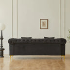 Canapé Chesterfield en velours touffeté 35P x 85L x 30,3H