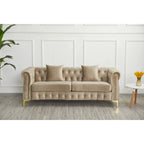 Canapé Chesterfield en velours touffeté 35P x 85L x 30,3H