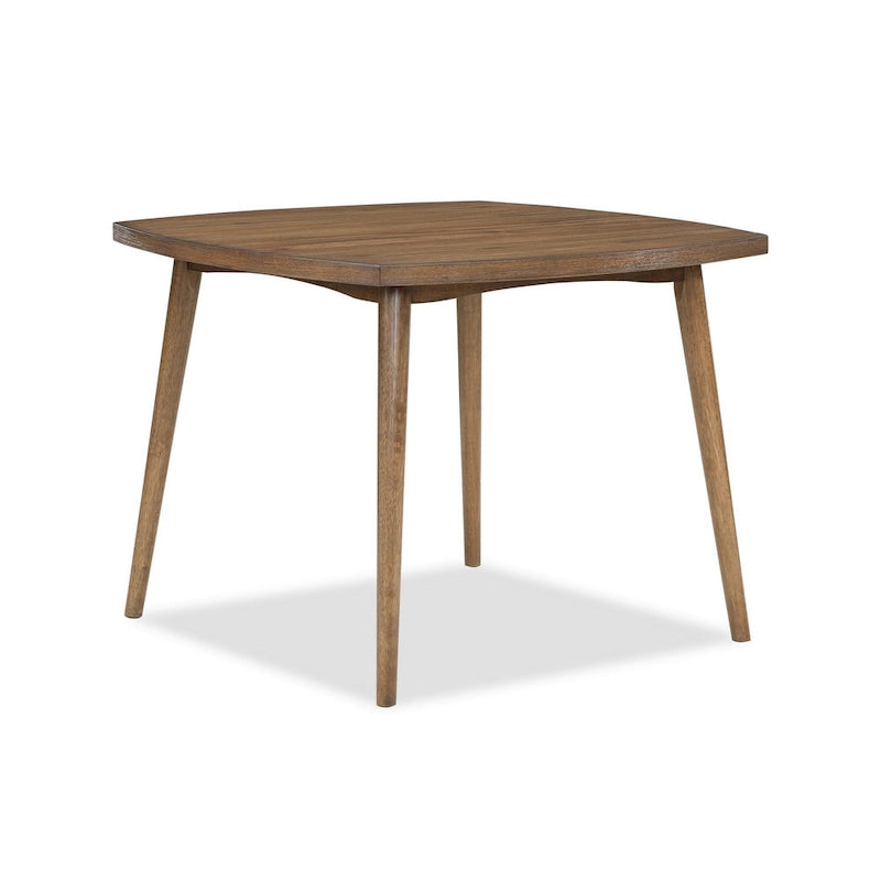 Summit 40 Inch Dining Table, Square Top, Rounded Edges, Wood Frame, Brown