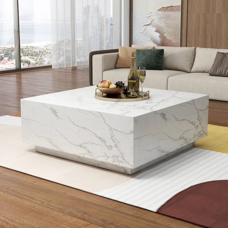 Table basse carrée imitation marbre