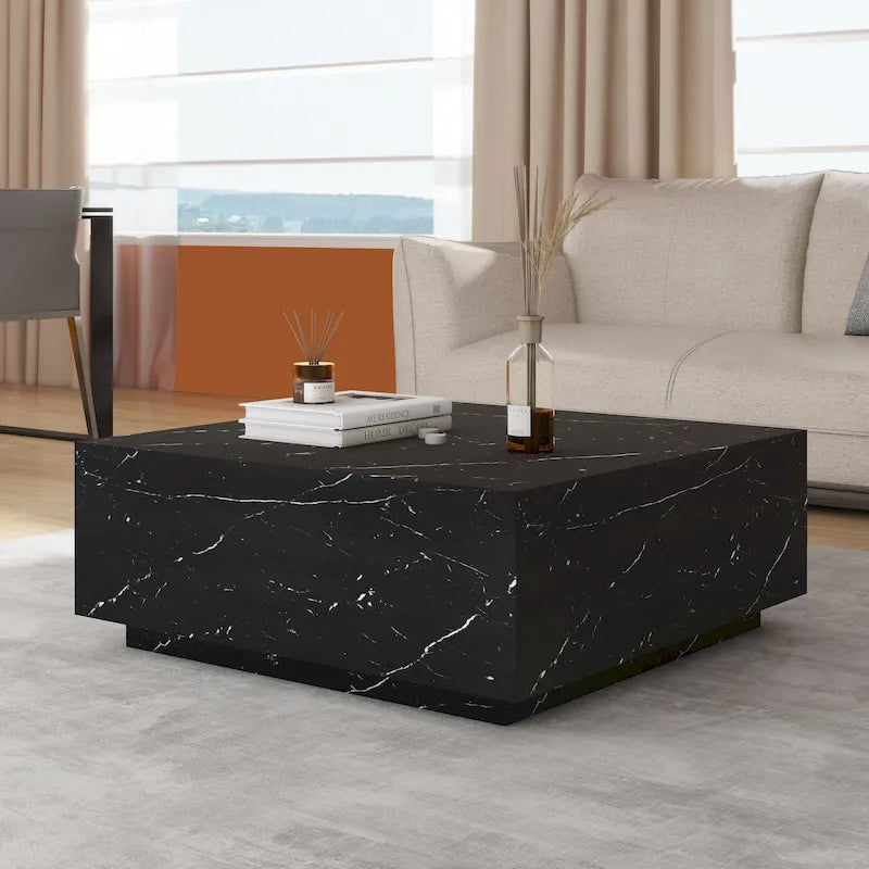 Table basse carrée imitation marbre
