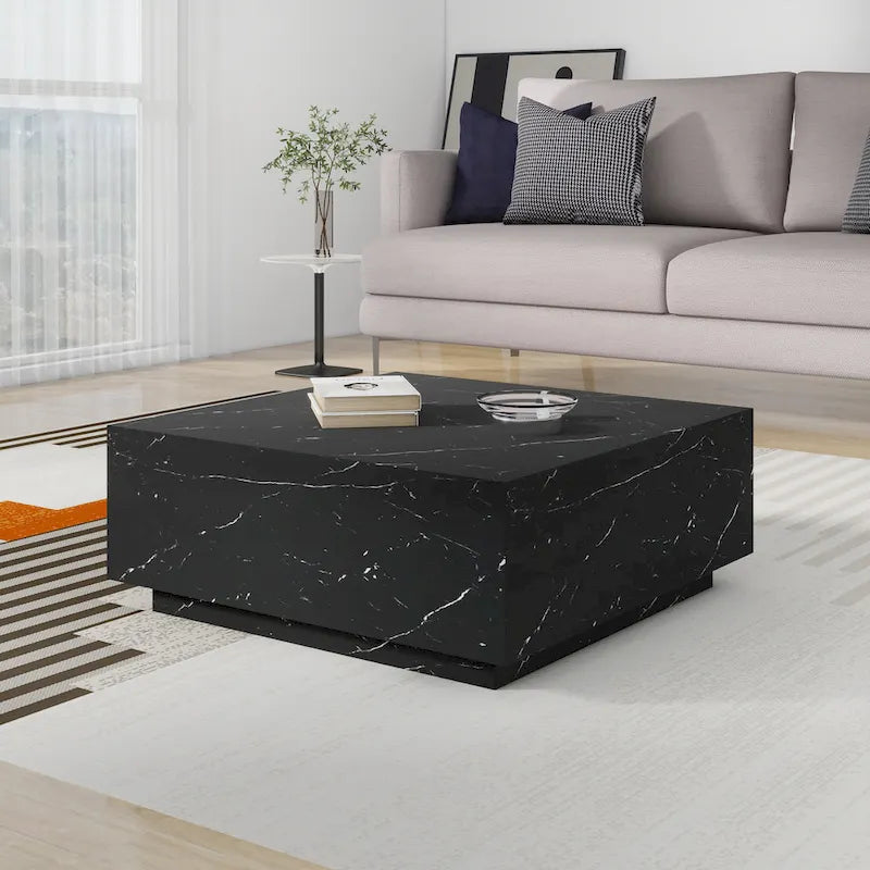 Table basse carrée imitation marbre