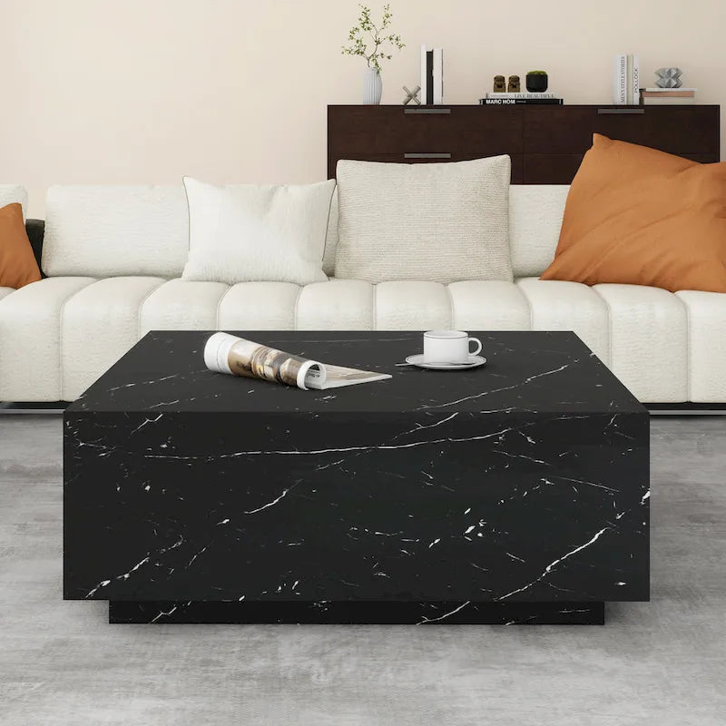 Table basse carrée imitation marbre