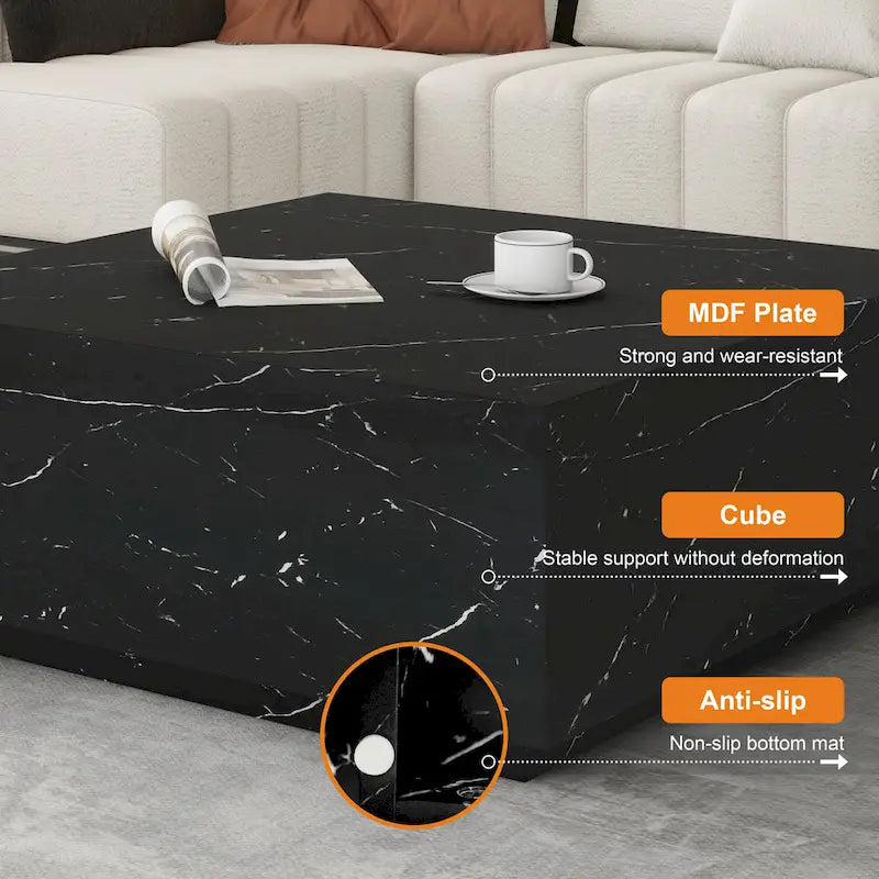 Table basse carrée imitation marbre