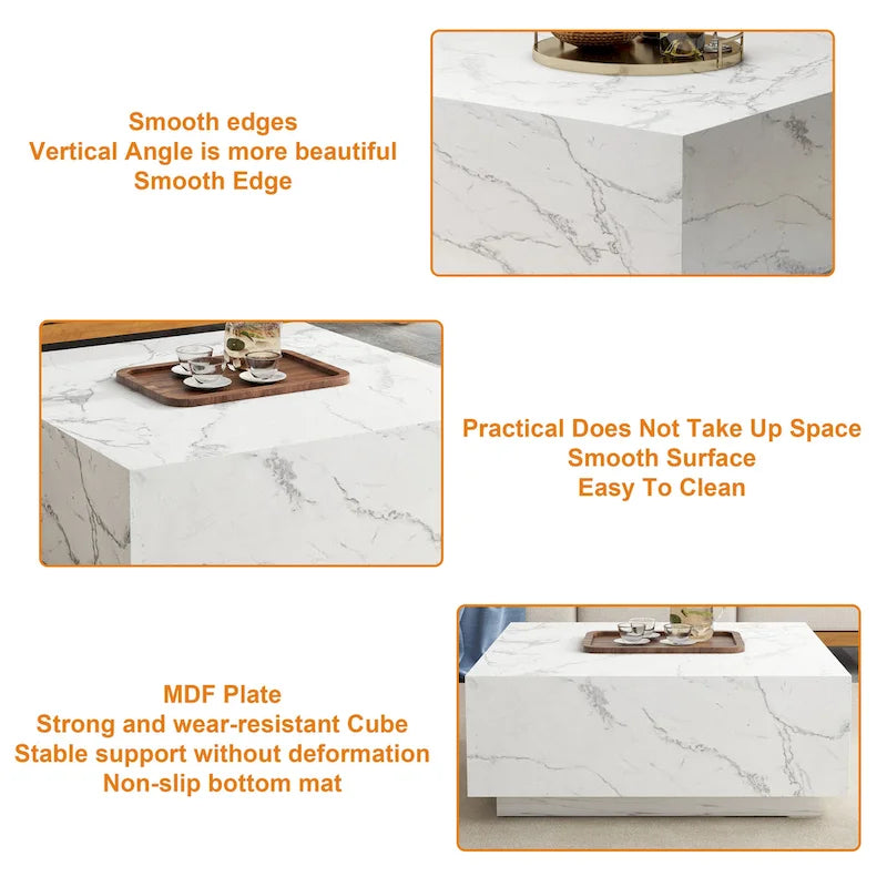 Table basse carrée imitation marbre