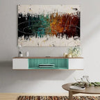 Meuble TV flottant mural, console de divertissement, étagère TV murale en bois, gris et blanc crème