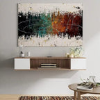 Meuble TV flottant mural, console de divertissement, étagère TV murale en bois, gris et blanc crème