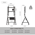 Meuble TV mobile pour bureau et salle de classe, support TV roulant avec roulettes pour téléviseurs de 45 à 88 pouces