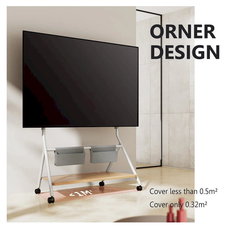 Meuble TV mobile pour bureau et salle de classe, support TV roulant avec roulettes pour téléviseurs de 45 à 88 pouces