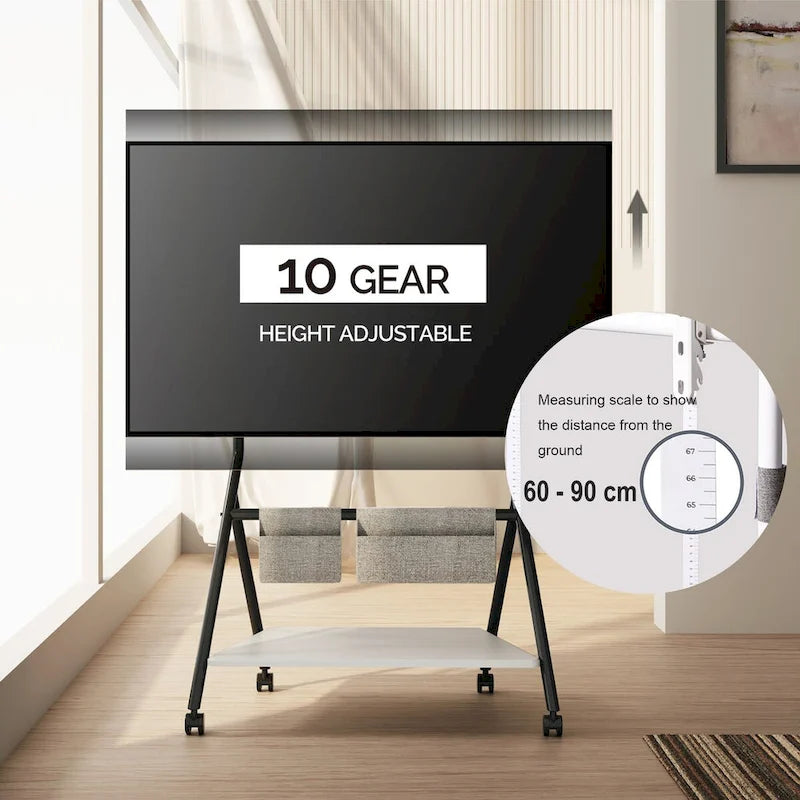 Meuble TV mobile pour bureau et salle de classe, support TV roulant avec roulettes pour téléviseurs de 45 à 88 pouces
