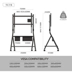 Meuble TV mobile pour bureau et salle de classe, support TV roulant avec roulettes pour téléviseurs de 45 à 88 pouces