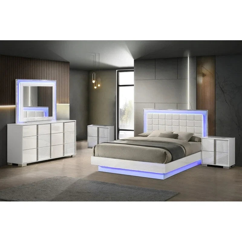 Chambre à coucher B750 laque blanche avec LED