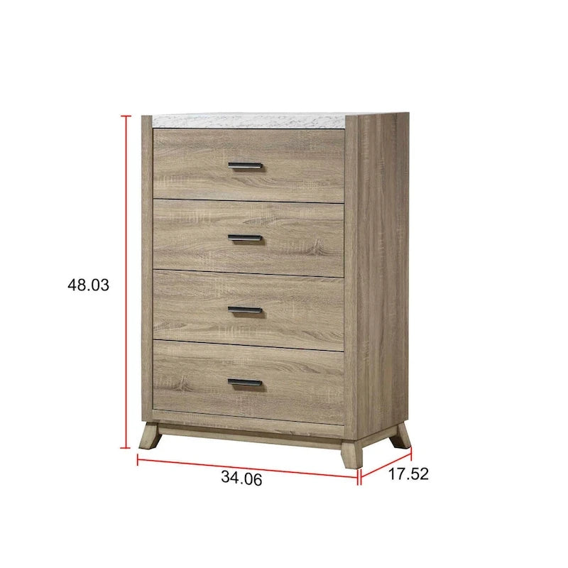 Ensemble de chambre à coucher Daemon 3 pièces en panneaux marron clair