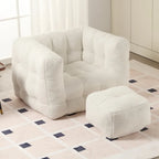 HOMEFUN Boucle Upholstered Tufted Modern Single Side Sofa Chair with Ottoman