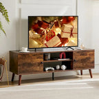 Meuble TV pour téléviseur de 55-60 pouces, Meuble de rangement avec 2 armoires Meuble console, Meuble de salon, de chambre à coucher