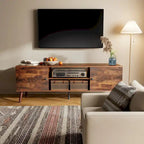 Meuble TV pour téléviseur de 55-60 pouces, Meuble de rangement avec 2 armoires Meuble console, Meuble de salon, de chambre à coucher