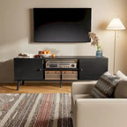 Meuble TV pour téléviseur de 55-60 pouces, Meuble de rangement avec 2 armoires Meuble console, Meuble de salon, de chambre à coucher