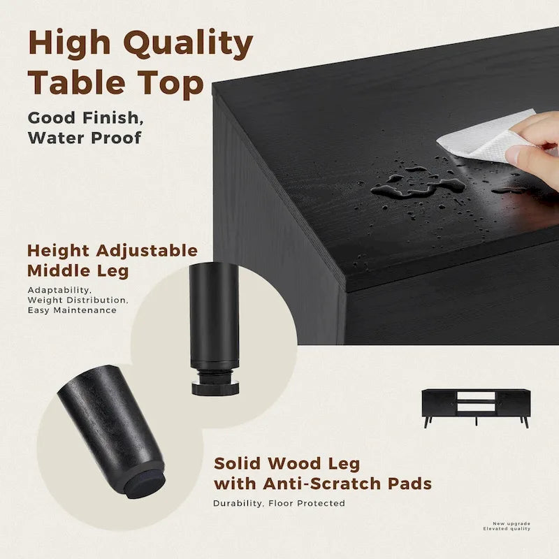 Meuble TV pour téléviseur de 55-60 pouces, Meuble de rangement avec 2 armoires Meuble console, Meuble de salon, de chambre à coucher