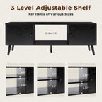 Meuble TV pour téléviseur de 55-60 pouces, Meuble de rangement avec 2 armoires Meuble console, Meuble de salon, de chambre à coucher