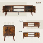 Meuble TV pour téléviseur de 55-60 pouces, Meuble de rangement avec 2 armoires Meuble console, Meuble de salon, de chambre à coucher
