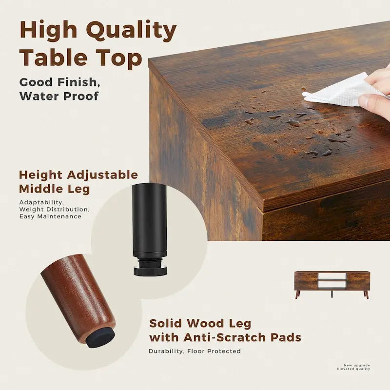 Meuble TV pour téléviseur de 55-60 pouces, Meuble de rangement avec 2 armoires Meuble console, Meuble de salon, de chambre à coucher
