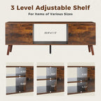 Meuble TV pour téléviseur de 55-60 pouces, Meuble de rangement avec 2 armoires Meuble console, Meuble de salon, de chambre à coucher