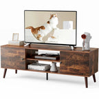 Meuble TV pour téléviseur de 55-60 pouces, Meuble de rangement avec 2 armoires Meuble console, Meuble de salon, de chambre à coucher