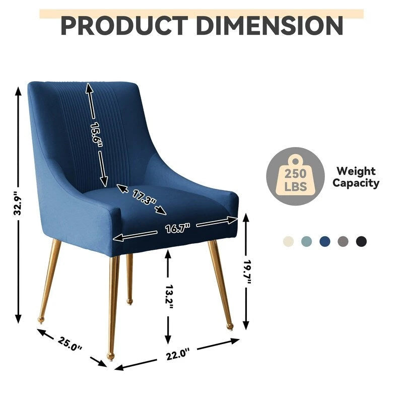 Lot de 8 chaises de salle à manger SEYNAR Modern Glam en velours, chaises capitonnées pour salon (sans table)