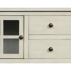Console en bois vintage française avec deux portes vitrées