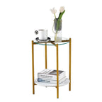 Table d'appoint ronde à 2 niveaux avec verre trempé, tables d'extrémité modernes