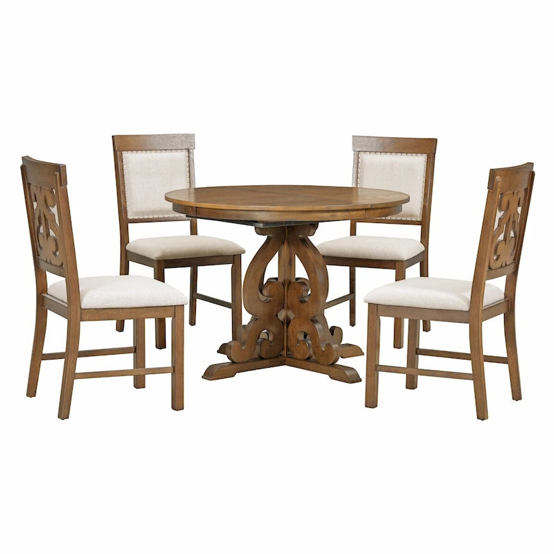 Ensemble de salle à manger fonctionnel rétro 5 pièces 1 table extensible