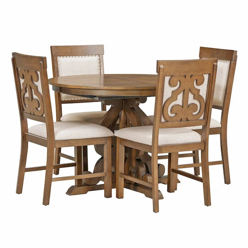 Ensemble de salle à manger fonctionnel rétro 5 pièces 1 table extensible