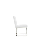 Lot de 2 chaises de salle à manger Boly 19 pouces, piètement cantilever en acier chromé, blanc