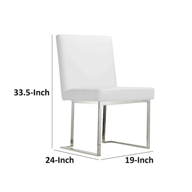 Lot de 2 chaises de salle à manger Boly 19 pouces, piètement cantilever en acier chromé, blanc