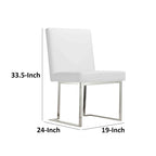 Lot de 2 chaises de salle à manger Boly 19 pouces, piètement cantilever en acier chromé, blanc