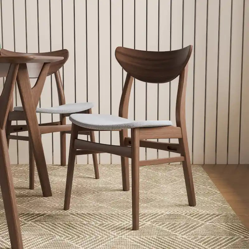 Chaises de salle à manger Beck mi-siècle en noyer rembourrées (Lot de 2)