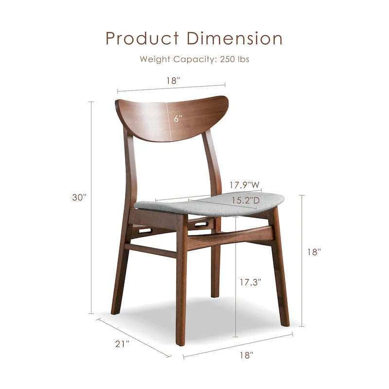 Chaises de salle à manger Beck mi-siècle en noyer rembourrées (Lot de 2)