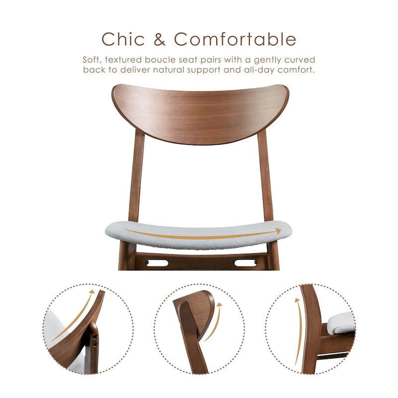 Chaises de salle à manger Beck mi-siècle en noyer rembourrées (Lot de 2)