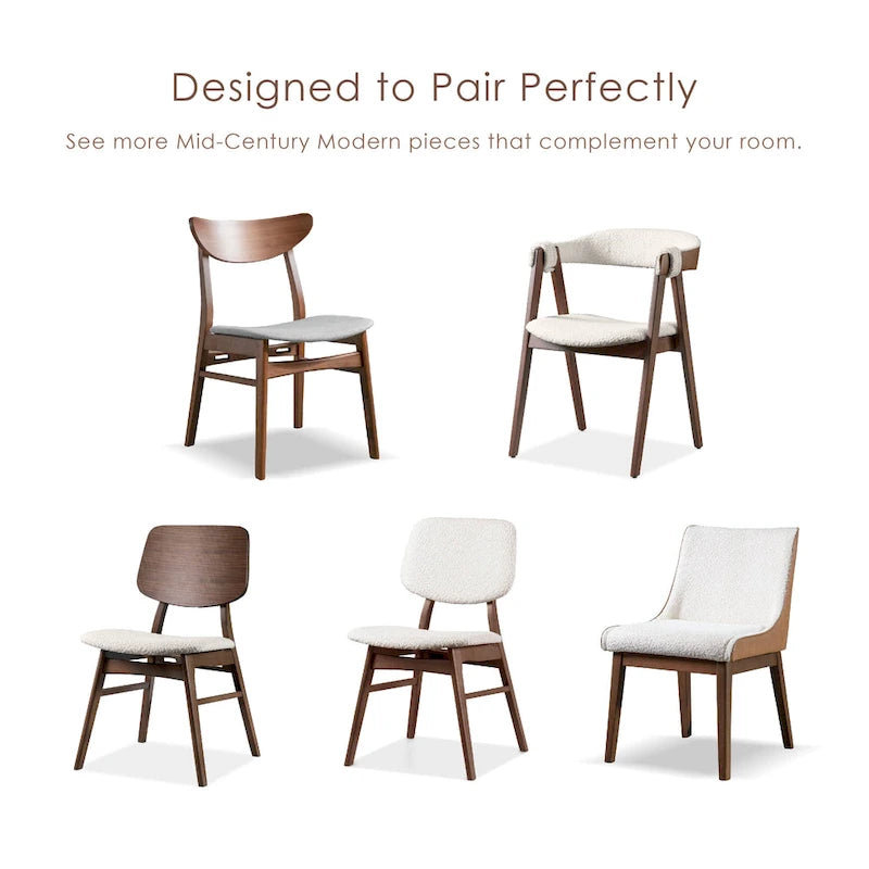 Chaises de salle à manger Beck mi-siècle en noyer rembourrées (Lot de 2)