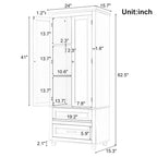 Meuble de rangement haut indépendant avec 2 tiroirs et 2 portes pour salle de bain/bureau