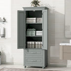 Meuble de rangement haut indépendant avec 2 tiroirs et 2 portes pour salle de bain/bureau