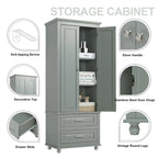 Meuble de rangement haut indépendant avec 2 tiroirs et 2 portes pour salle de bain/bureau