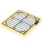 Cadre de lit flottant King Size avec lumières LED et station de charge - Plateforme en métal